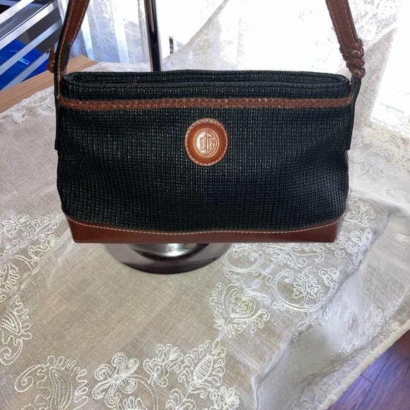 Vintage Leslie Fay Black and Brown Woven Handbag - Picture 1 of 10